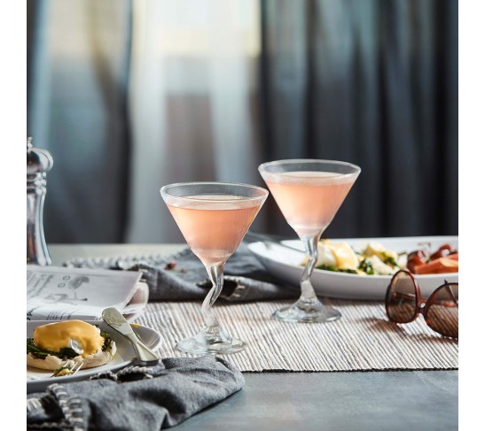Z-Stem Martini Glasses Set of 4, Lead-Free Glasses with Z- Stem, Dishwasher Safe Martini Glasses Set for Parties