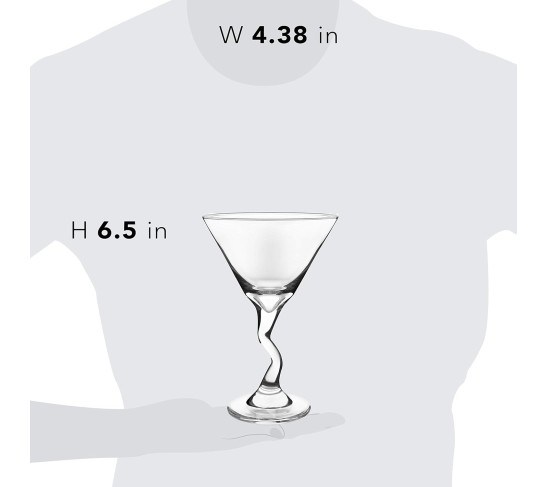 Z-Stem Martini Glasses Set of 4, Lead-Free Glasses with Z- Stem, Dishwasher Safe Martini Glasses Set for Parties