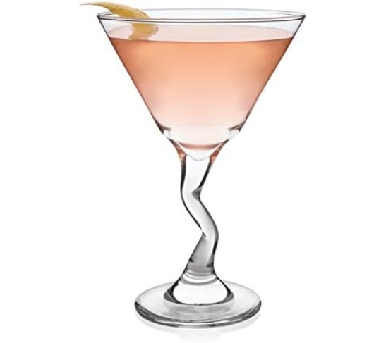 Z-Stem Martini Glasses Set of 4, Lead-Free Glasses with Z- Stem, Dishwasher Safe Martini Glasses Set for Parties
