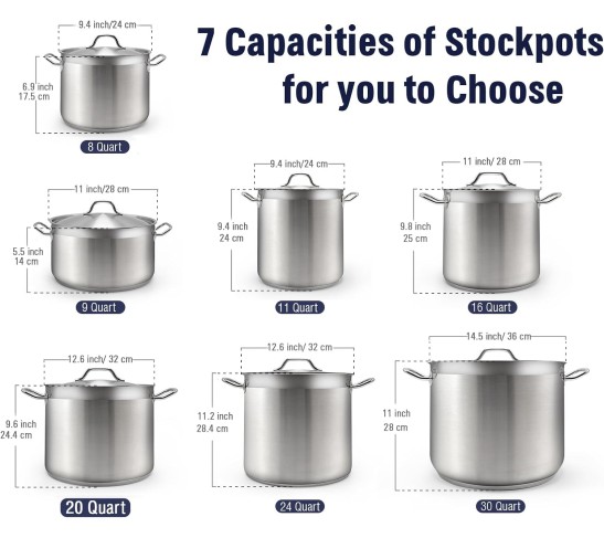 Cooks Standard Stockpots Stainless Steel, 20 Quart Professional Grade Stock Pot with Lid, Silver
