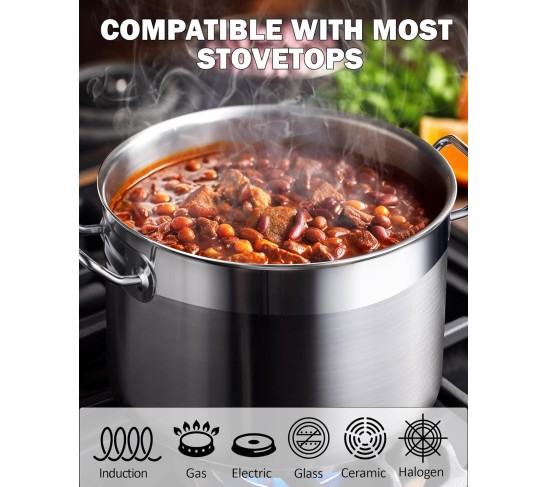 Cooks Standard Stockpots Stainless Steel, 20 Quart Professional Grade Stock Pot with Lid, Silver