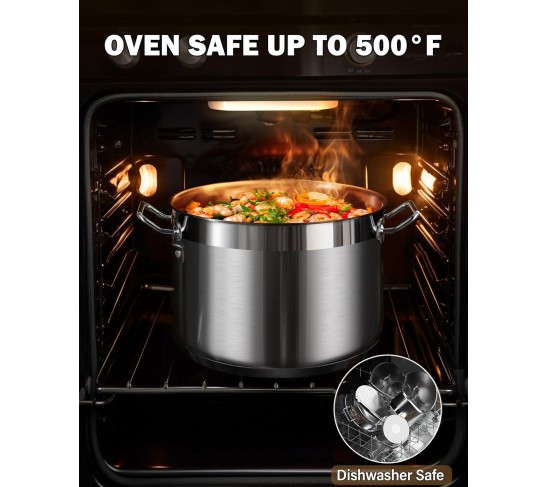 Cooks Standard Stockpots Stainless Steel, 20 Quart Professional Grade Stock Pot with Lid, Silver