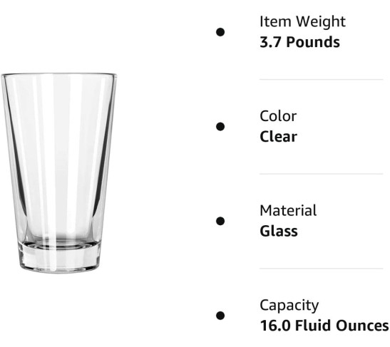 Pint Glass with DuraTuff Rim (1639HT), 16oz - Set of 4