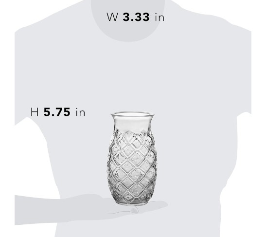 Tiki Pineapple Glasses Set, Tiki Glasses for Cocktails, Ideal Tiki Bar Set of 4