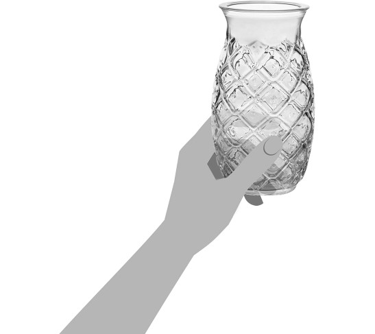 Tiki Pineapple Glasses Set, Tiki Glasses for Cocktails, Ideal Tiki Bar Set of 4