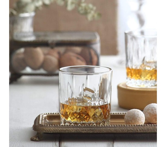 Le'raze Double Old Fashioned Glasses, Posh Crystal Collection, Perfect for serving scotch, whiskey or mixed drinks (Set of 6-11Oz DOF Glasses)