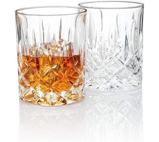 Le'raze Double Old Fashioned Glasses, Posh Crystal Collection, Perfect for serving scotch, whiskey or mixed drinks (Set of 6-11Oz DOF Glasses)