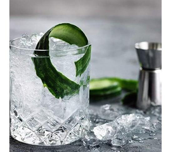 Le'raze Double Old Fashioned Glasses, Posh Crystal Collection, Perfect for serving scotch, whiskey or mixed drinks (Set of 6-11Oz DOF Glasses)