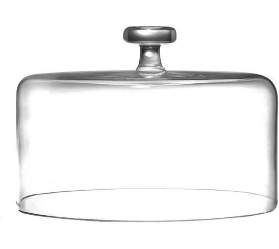 Handmade Glass 2 pc Set, Footed Cake Plate with Dome, 12" H, 11" D (Inside Dome is 10.25" D), Clear, Made in Europe