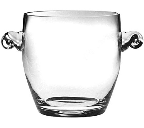 Glass- Ice Bucket- Wine Cooler - 7.25"H - Glass - with 2 handles - Clear - Made in Europe