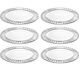 European Glass - Salad - Dessert - Plate - Artistically Designed - 8.5" Diameter - Set of 6 - Made in Europe