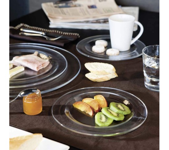 European - Glass - Salad - Dessert - Round - Plate - Artistically Designed - 8.5" Diameter - Set of 6 - Made in Europe