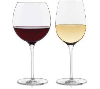 Signature Red and White Wine Glasses Set of 12, Elegant, Dishwasher Safe Glass Wine Glasses, Party Wine Glasses for Birthdays, Weddings, & More