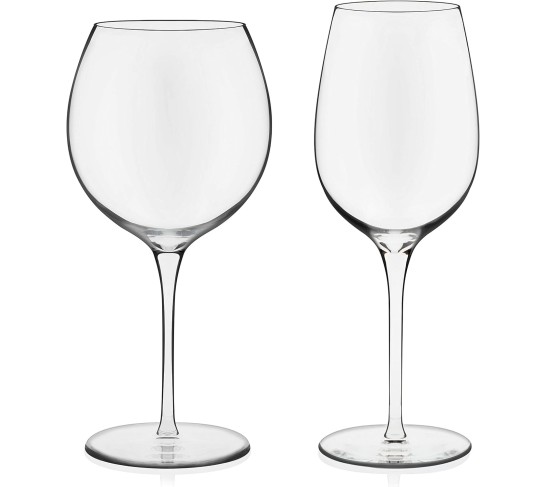 Signature Red and White Wine Glasses Set of 12, Elegant, Dishwasher Safe Glass Wine Glasses, Party Wine Glasses for Birthdays, Weddings, & More