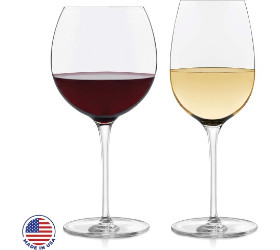 Signature Red and White Wine Glasses Set of 12, Elegant, Dishwasher Safe Glass Wine Glasses, Party Wine Glasses for Birthdays, Weddings, & More