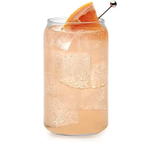 Classic Can Tumbler Glasses Set of 4, Clear Kitchen Glassware Sets for Beverages and Cocktails, Lead-Free, Cute Drinking Glasses, 16-Ounce