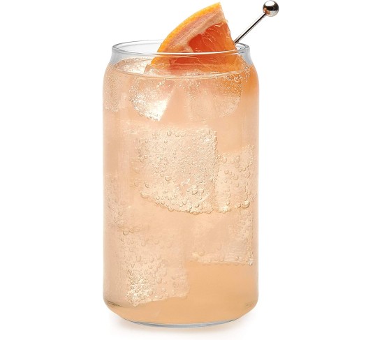 Classic Can Tumbler Glasses Set of 4, Clear Kitchen Glassware Sets for Beverages and Cocktails, Lead-Free, Cute Drinking Glasses, 16-Ounce