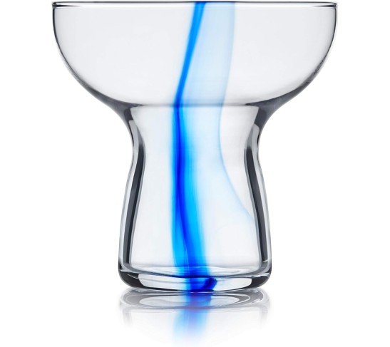 Blue Ribbon Stemless Margarita Glasses, Shallow Bowl Lightweight Margarita Glasses Set of 6, Margarita Set for Parties
