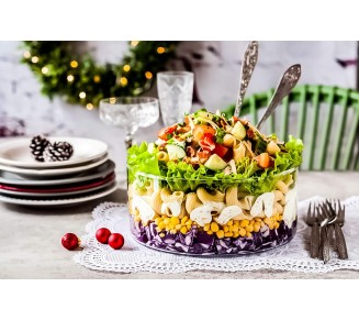 Large Glass Salad Bowl - Microwave & Dishwasher Safe - Centerpiece Serving Bowl - Mixing and Serving Dish - Clear Borosilicate Glass Fruit Bowl and Trifle Bowl, 100oz.