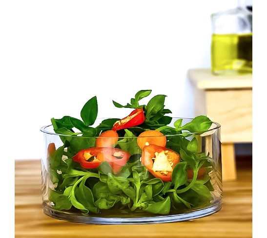 Large Glass Salad Bowl - Microwave & Dishwasher Safe - Centerpiece Serving Bowl - Mixing and Serving Dish - Clear Borosilicate Glass Fruit Bowl and Trifle Bowl, 100oz.