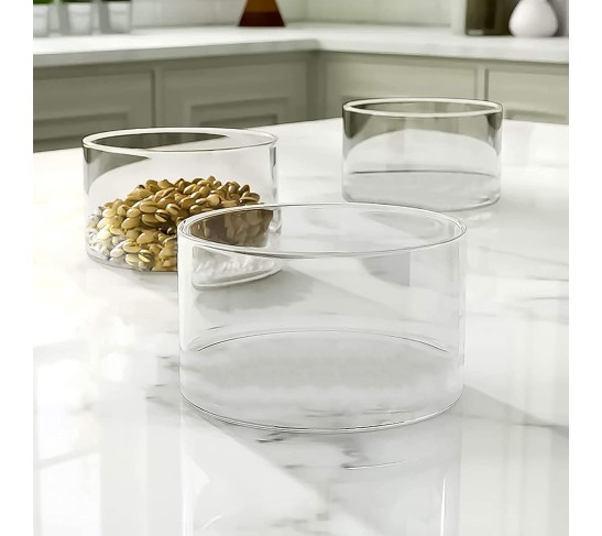 Large Glass Salad Bowl - Microwave & Dishwasher Safe - Centerpiece Serving Bowl - Mixing and Serving Dish - Clear Borosilicate Glass Fruit Bowl and Trifle Bowl, 100oz.