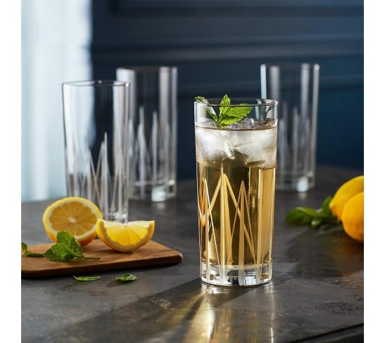 Cut Cocktails Structure Tumbler Glasses, 15.75-ounce, Set of 4