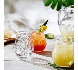 Tiki Split Tumbler Glasses, 15.75-ounce, Set of 4