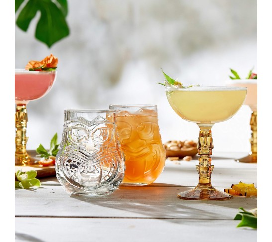Tiki Split Tumbler Glasses, 15.75-ounce, Set of 4
