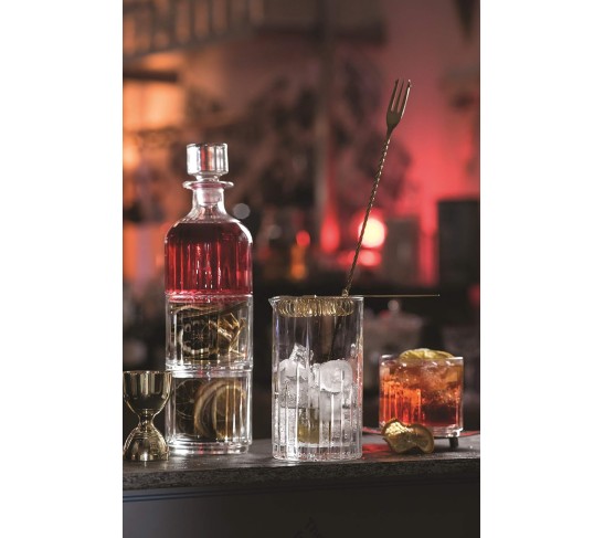 Glass 3 Pc Set, Crystal Glass Whiskey Decanter with 2 Tumblers, Stackable, Double Old Fashioned Tumblers, DOF, Decanter is 12 Oz, Each D.O.F. Tumbler is 12 Oz, by , Made in Europe