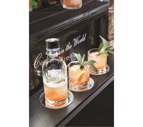 Glass 3 Pc Set, Crystal Glass Whiskey Decanter with 2 Tumblers, Stackable, Double Old Fashioned Tumblers, DOF, Decanter is 12 Oz, Each D.O.F. Tumbler is 12 Oz, by , Made in Europe