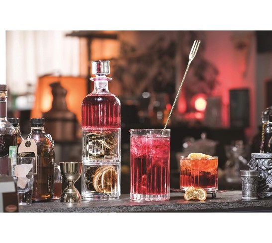 Glass 3 Pc Set, Crystal Glass Whiskey Decanter with 2 Tumblers, Stackable, Double Old Fashioned Tumblers, DOF, Decanter is 12 Oz, Each D.O.F. Tumbler is 12 Oz, by , Made in Europe