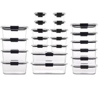 Rubbermaid Brilliance BPA Free 22-Piece Food Storage Containers Set, Airtight, Leak-Proof, with Lids for Meal Prep, Lunch, and Leftovers