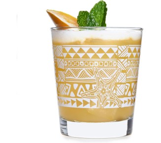 Tiki Kahiko Rocks Glass, White, 13-ounce, Set of 4