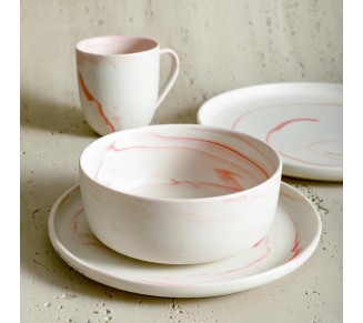 Brighton 16-Piece Dinnerware Set Porcelain, Pink