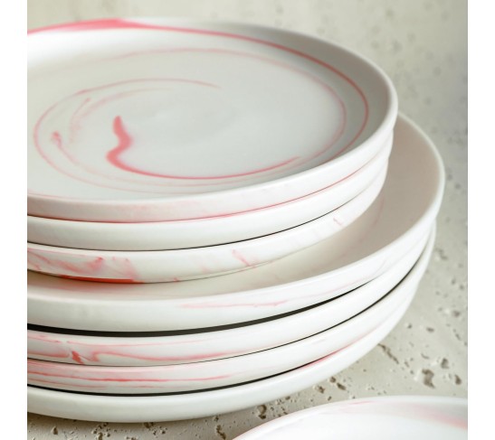 Brighton 16-Piece Dinnerware Set Porcelain, Pink