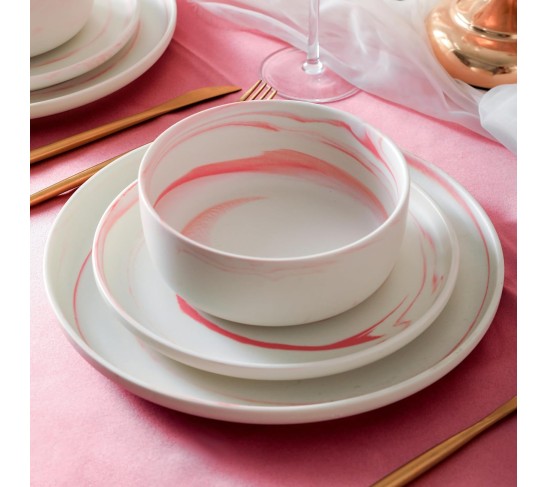 Brighton 16-Piece Dinnerware Set Porcelain, Pink