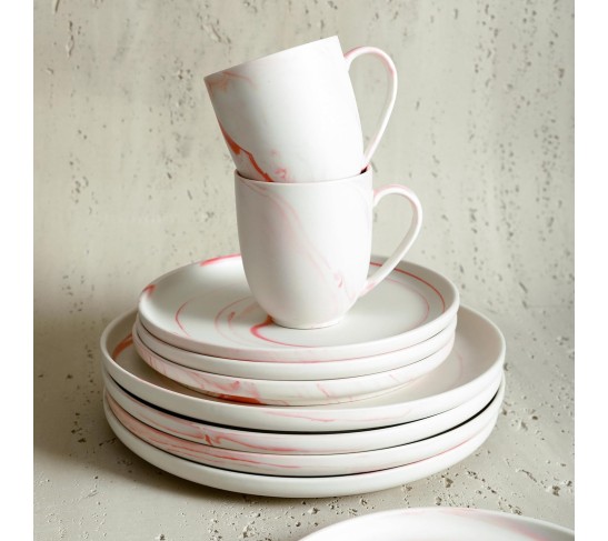 Brighton 16-Piece Dinnerware Set Porcelain, Pink