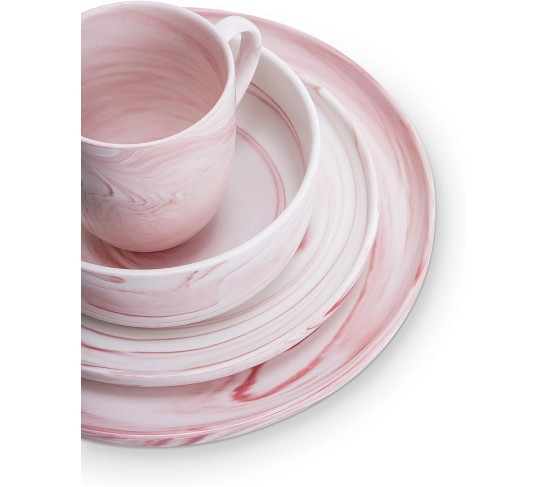 Brighton 16-Piece Dinnerware Set Porcelain, Pink