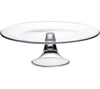 Footed Plate - Glass - Perfect for Cake - Fruits - Classic Clear - 13" Diameter - Made in Europe
