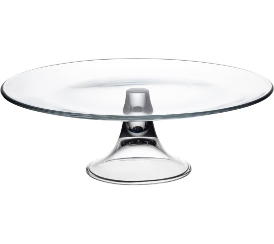 Footed Plate - Glass - Perfect for Cake - Fruits - Classic Clear - 13" Diameter - Made in Europe
