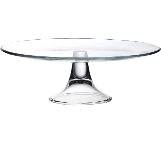 Footed Plate - Glass - Perfect for Cake - Fruits - Classic Clear - 13" Diameter - Made in Europe
