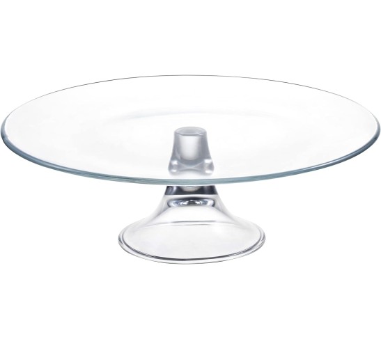 Footed Plate - Glass - Perfect for Cake - Fruits - Classic Clear - 13" Diameter - Made in Europe