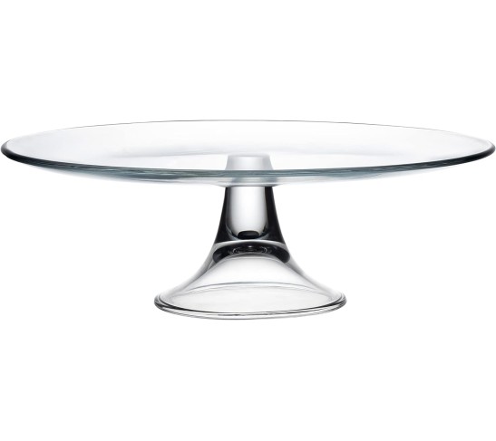 Footed Plate - Glass - Perfect for Cake - Fruits - Classic Clear - 13" Diameter - Made in Europe
