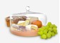 Wood Cake Tray - with Glass Dome - Cover - Round - Server for Cheese - Pastries - Doughnuts - 11.625" Diameter - 6.75" Height (Inside Sizes are 11" Diameter, 4" Height) - by - Made in Europe