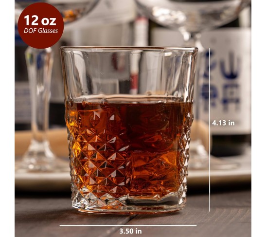 Carats Double Old Fashioned Glasses, 12-ounce, Set of 4