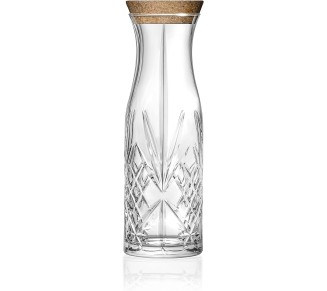 Glass - Carafe with Cork Stopper - Pitcher For Water - Juice - Punch - Lemonade - Or for Wine - Designed Pitcher with Stopper - 39Oz. - 10.6" Height - By Made in Europe