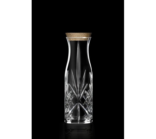 Glass - Carafe with Cork Stopper - Pitcher For Water - Juice - Punch - Lemonade - Or for Wine - Designed Pitcher with Stopper - 39Oz. - 10.6" Height - By Made in Europe