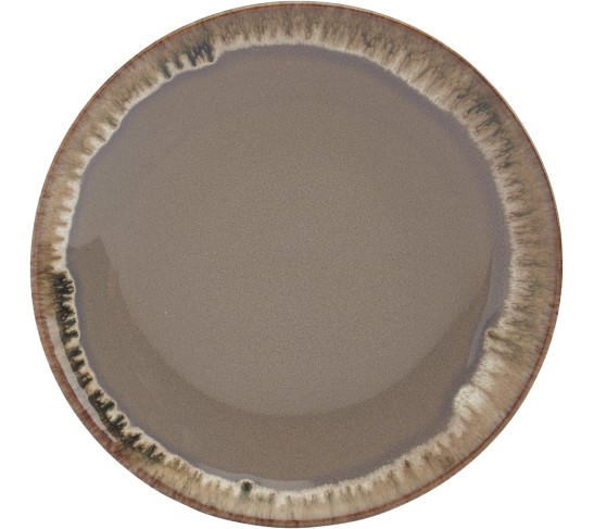 Tabletops Gallery Tuscan Reactive Glaze Stoneware- Dining Entertainment Plate Bowl Ceramic, 12 Piece Tuscan Dinnerware Set (Blue, Green, and Brown)