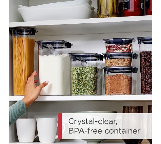 Rubbermaid Brilliance 14-Piece Food Storage Container Set with Scoops, Airtight, BPA-Free, for Kitchen and Pantry Organization