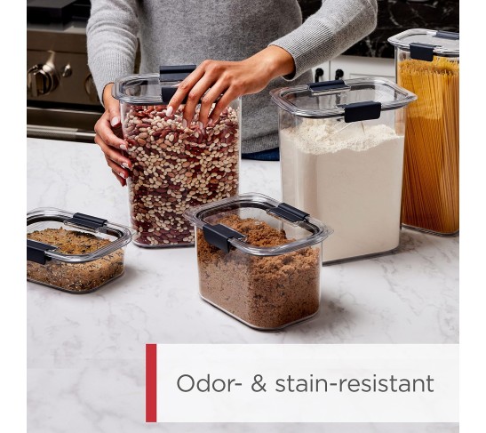 Rubbermaid Brilliance 14-Piece Food Storage Container Set with Scoops, Airtight, BPA-Free, for Kitchen and Pantry Organization